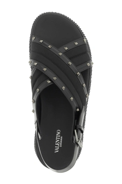 Shop Valentino Garavani Rockstud Nylon And Leather Sandals