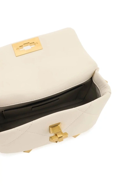 Shop Valentino Garavani Roman Stud The Shoulder Bag Small  White Leather