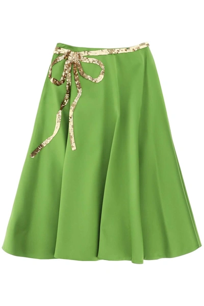 Shop Valentino Garavani Techno Duchesse A Line Skirt With Sequin Studded Bow