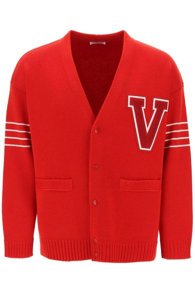 Shop Valentino Garavani V Patch Wool Cardigan