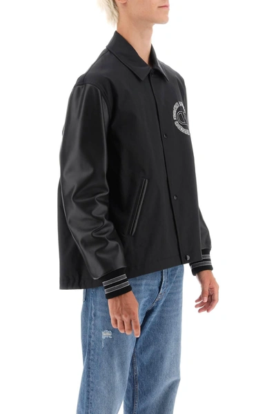 Shop Valentino Garavani Varsity Jacket With Leather Sleeves