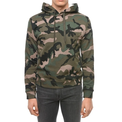 Shop Valentino Camouflage Pattern Hoodie Sweatshirt