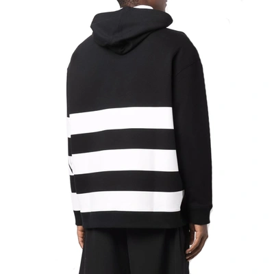 Shop Valentino Striped Logo Hooded Sweatshirt