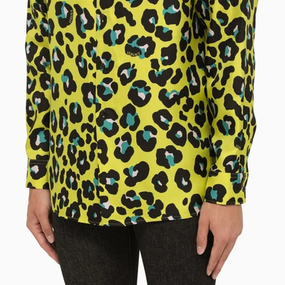 Shop Versace Acid Yellow Shirt In Printed Silk