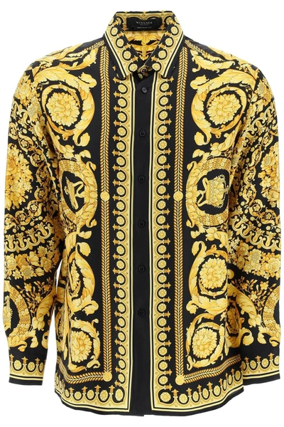 Shop Versace Barocco Print Silk Shirt