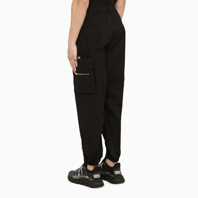 Shop Versace Black Cotton Cargo Trousers
