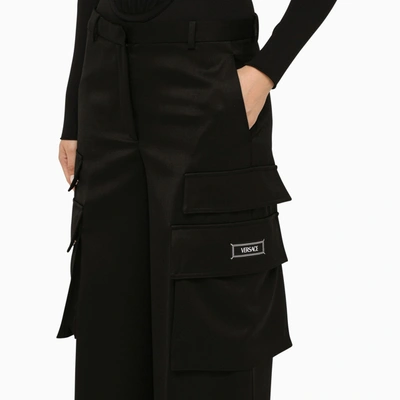 Shop Versace Black Wool Multi Pocket Cargo