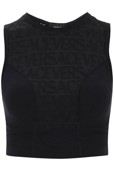 Shop Versace Sports Crop Top With Lettering