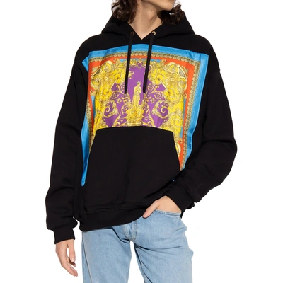 Shop Versace Hooded Patch Sweatshirt