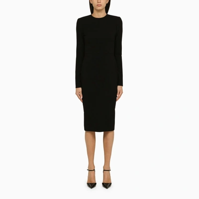 Shop Victoria Beckham Black Wool Sheath Dress