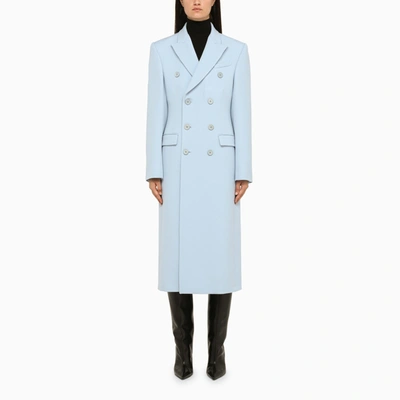 Shop Wardrobe.nyc Light Blue Double Breasted Wool Coat