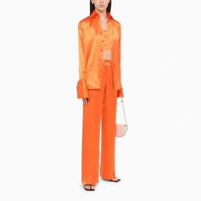 Shop Woera Orange Silk Regular Shirt
