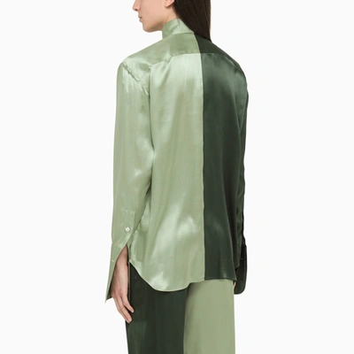 Shop Woera Green Silk Colour Block Shirt
