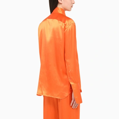 Shop Woera Orange Silk Regular Shirt