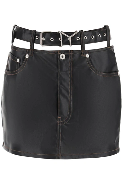 Shop Y/project Y Project Y Belt Faux Leather Mini Skirt