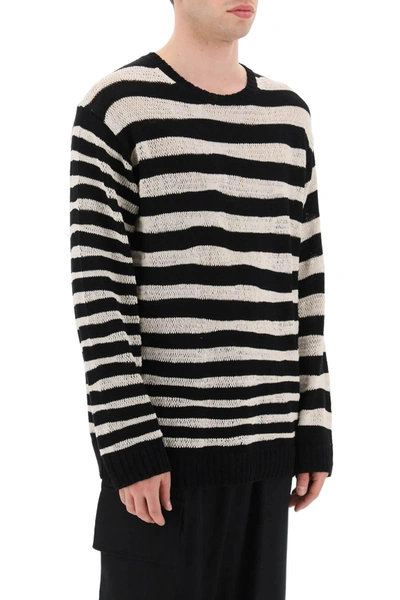 Shop Yohji Yamamoto Striped Pure Cotton Sweater