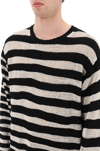 Shop Yohji Yamamoto Striped Pure Cotton Sweater