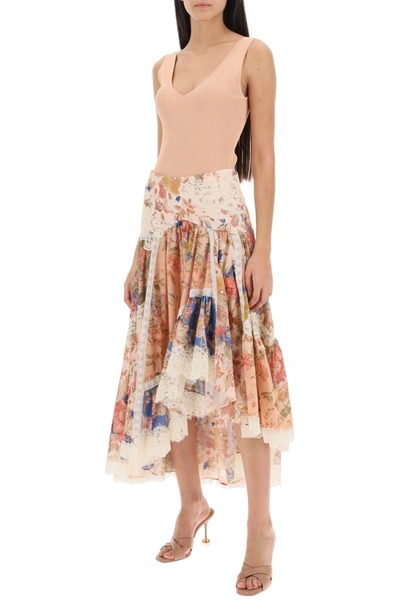 Shop Zimmermann August Asymmetric Skirt With Lace Trims