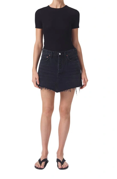 Shop Agolde Parker Raw Hem Organic Cotton Denim Miniskirt In Beguile