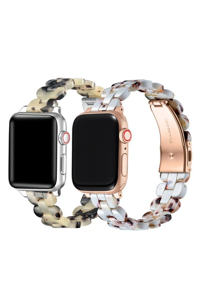 Shop The Posh Tech Assorted 2-pack Resin Apple Watch® Watchbands In Light Natural Tortoise/ Ivory