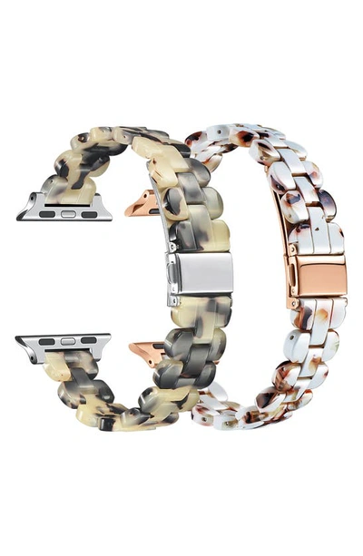 Shop The Posh Tech Assorted 2-pack Resin Apple Watch® Watchbands In Light Natural Tortoise/ Ivory