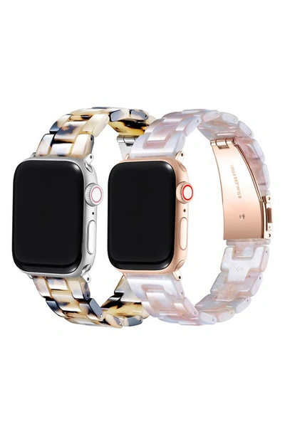 Shop The Posh Tech 2-pack Apple Watch® Watchbands In Blush/ Light Natural Tortoise