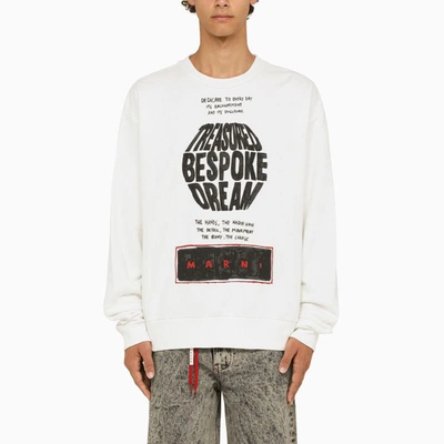 Shop Marni Crewneck Sweatshirt With Print In White