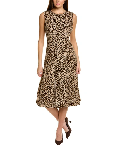 Shop St John Spotted Leopard Silk Dress In Gold