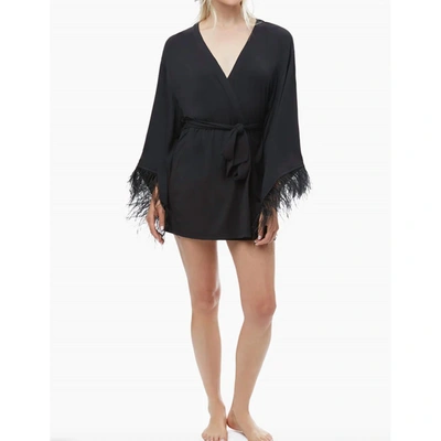 Shop Weworewhat Feather Robe In Black