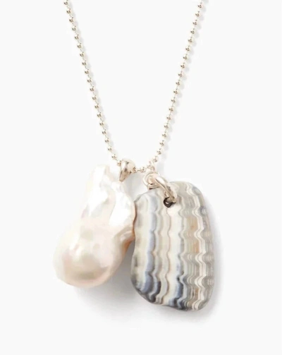 Shop Chan Luu Fossilized Shell & Pearl Charm Necklace In Silver