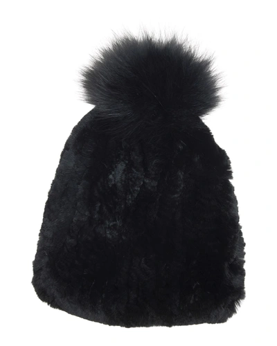 Shop Gorski Knit Fashion Hat With Pompom In Black