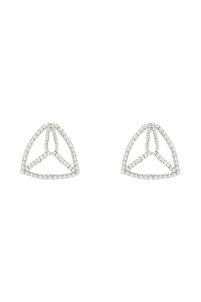 Shop Area 'crystal Pyramid' Earrings In Silver
