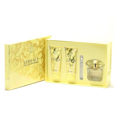 Shop Versace Yellow Diamonds 3 oz Edt,3.4 oz Shower Gel,3.4 oz Body Lotion, Mini