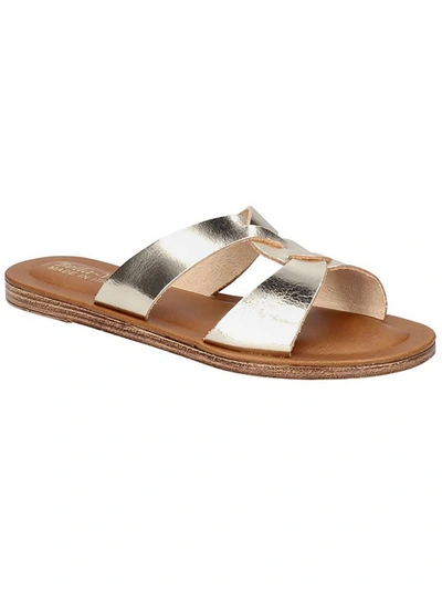 Shop Bella Vita Dov-italy Womens Leather Slip-on Slide Sandals In Silver