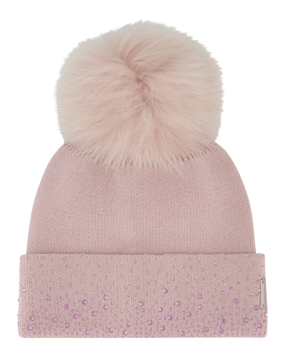 Shop Gorski Knit Hat With Pompom In Pink