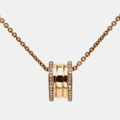 Shop Bvlgari B Zero1 Diamond 18k Rose Gold Pendant Necklace