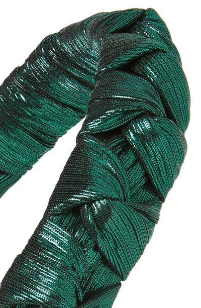 Shop Tasha Braided Plissé Headband In Green