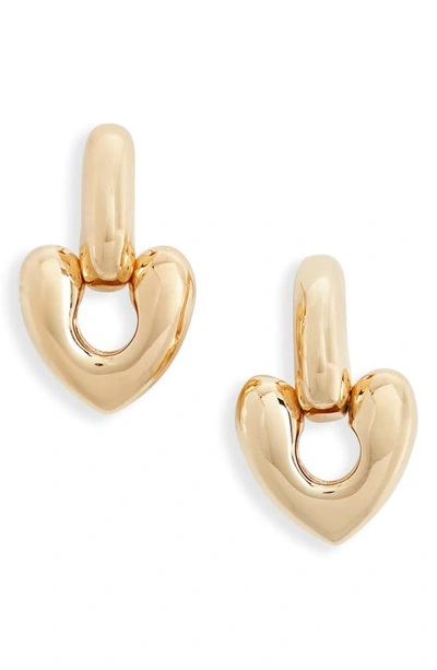 Shop Annika Inez Small Heart Drop Earrings In Gold