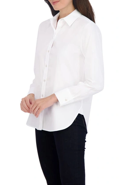 Foxcroft Meghan Solid Cotton Button-up Shirt In White