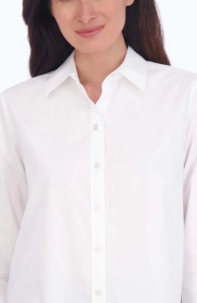 Foxcroft Meghan Solid Cotton Button-up Shirt In White