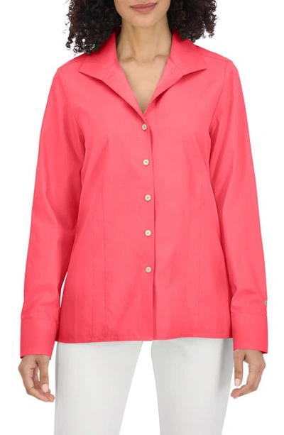 Shop Foxcroft Katie Cotton Button-up Shirt In Simply Red