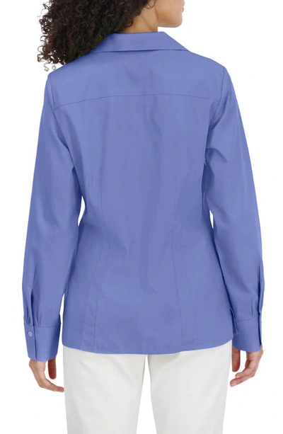 Foxcroft Meghan Solid Cotton Button-up Shirt In Dark Chambray
