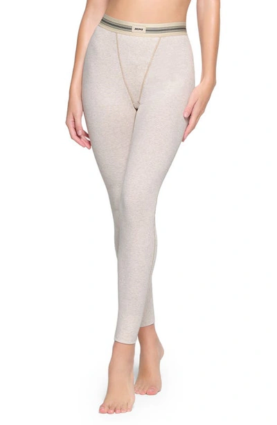 Skims Rib Cotton Blend Leggings In Heather Oatmeal