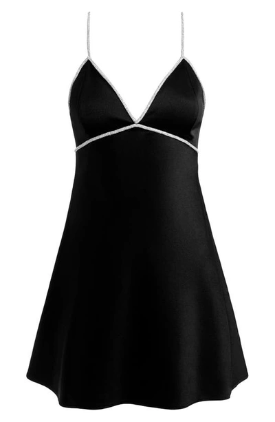 Shop Alice And Olivia Julienne Crystal Trim Minidress In Black