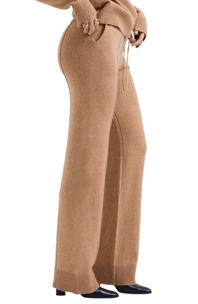 Shop House Of Cb Yalina Tie Waist Knit Track Pants In Camel