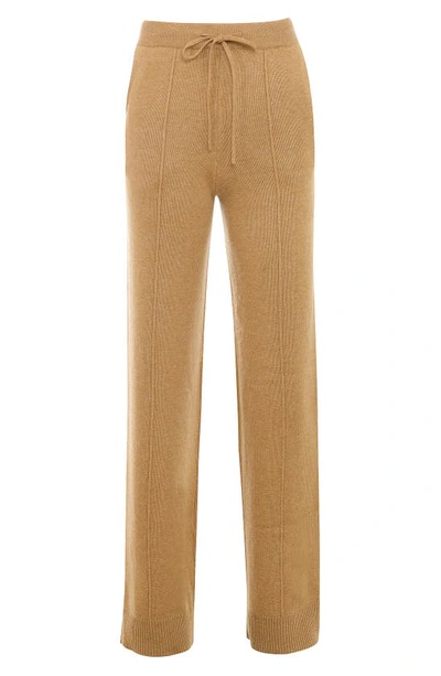Shop House Of Cb Yalina Tie Waist Knit Track Pants In Camel