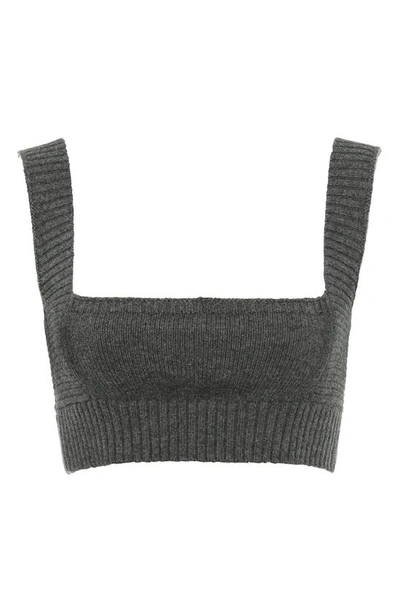 House Of Cb Sia Ribbed Sweater Bralette In Grey Melange