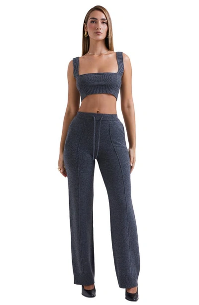 House Of Cb Sia Ribbed Sweater Bralette In Grey Melange