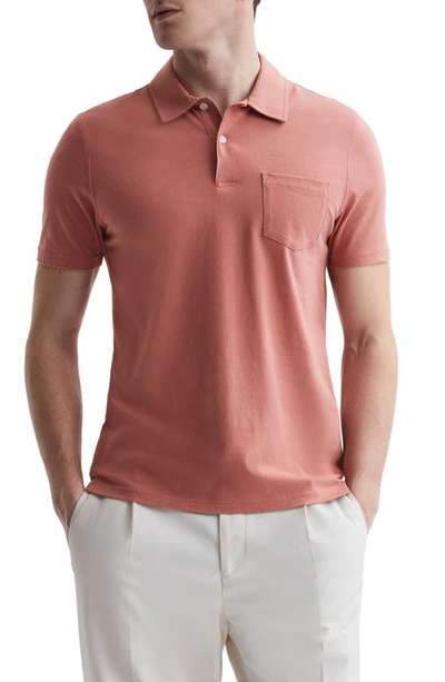 Shop Reiss Nammos Short Sleeve Pocket Polo In Slate Rose