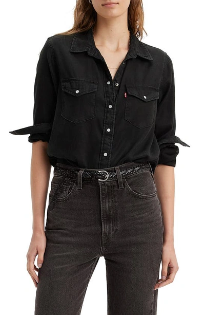 Shop Levi's Iconic Western Snap-front Shirt In Dark Ages